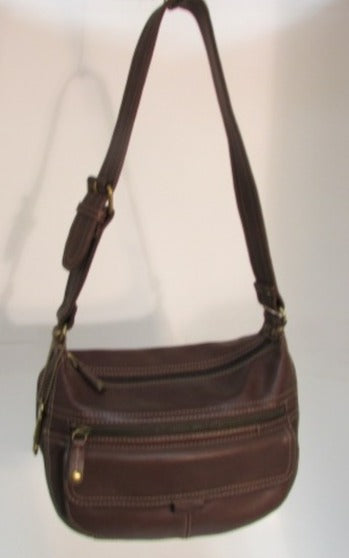 Fossil Crossbody Bag Brown Leather Flap Adjustable Shoulder Strap Dist –  Shop Thrift World