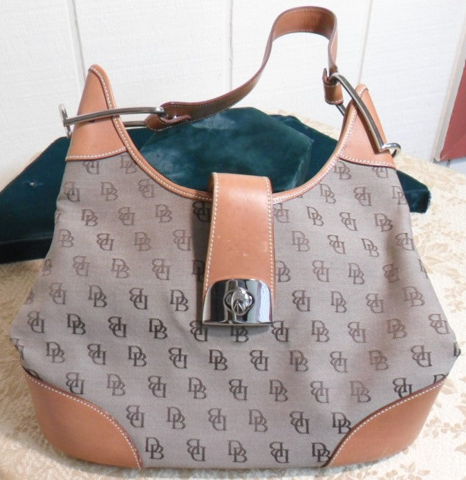 Vintage Dooney Collection Dooney and Bourke Canvas and Leather Signature  Satchel