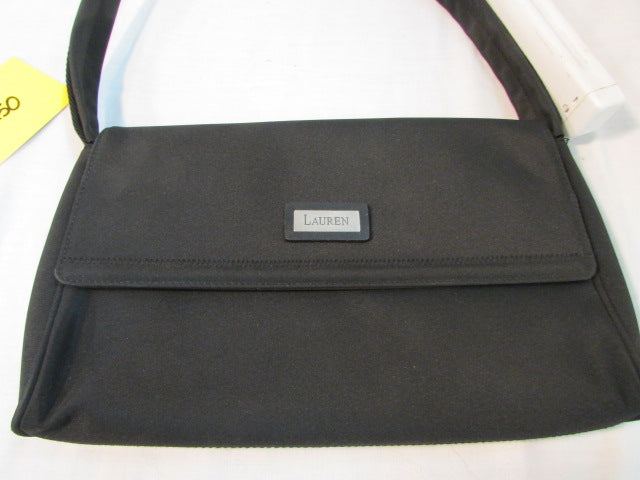 Black nylon flap purse