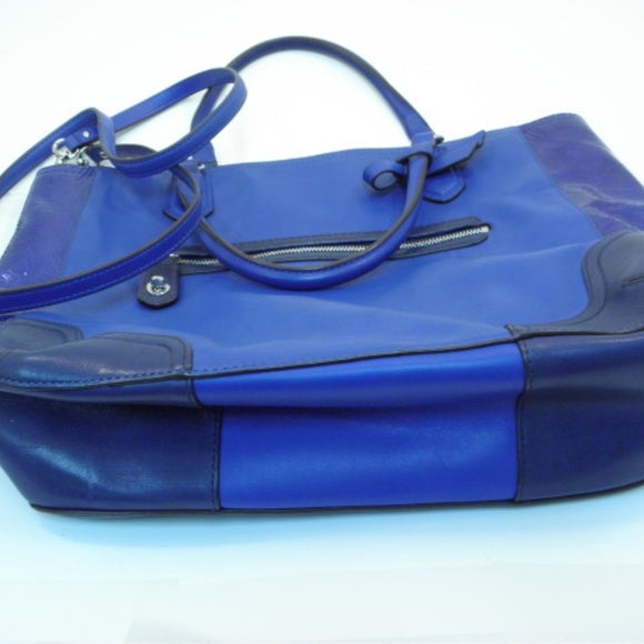 Coach Blue Leather Handbag  Blue leather handbag, Beige handbags, Leather  handbags