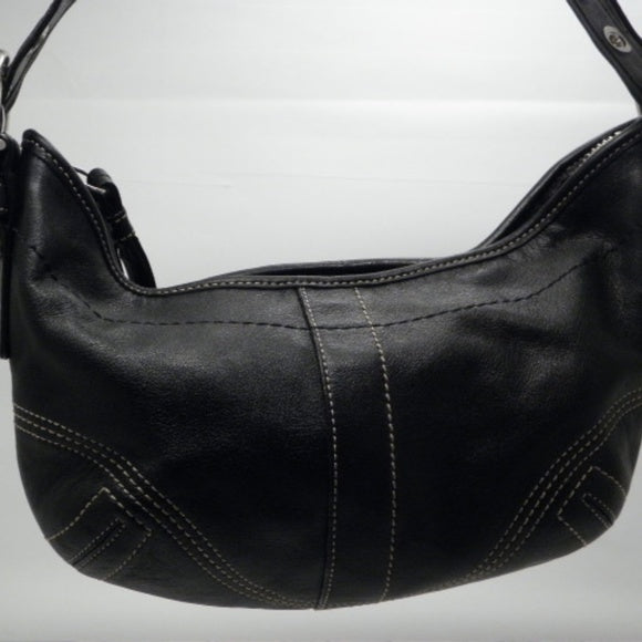 Coach+Black+Leather+Soho+Hobo+Buckle+Flap+Shoulder+Purse+Style+