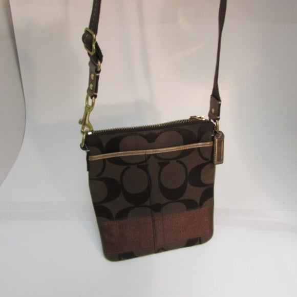 COACH Brown Leather Crossbody Shoulder Bag E3027