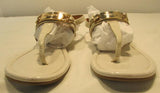 Coach Caterine Leather White T-Strap Sandals