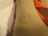 Michael Kors Orange Croco Embossed Leather Open Toe Stiletto Sandals