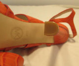 Michael Kors Orange Croco Embossed Leather Open Toe Stiletto Sandals