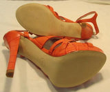 Michael Kors Orange Croco Embossed Leather Open Toe Stiletto Sandals