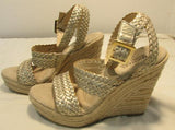 Michael Kors Juniper Espadrille Woven Weave Leather Wedge Sandals