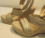 Michael Kors Juniper Espadrille Woven Weave Leather Wedge Sandals