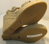 Michael Kors Juniper Espadrille Woven Weave Leather Wedge Sandals