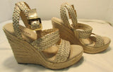 Michael Kors Juniper Espadrille Woven Weave Leather Wedge Sandals