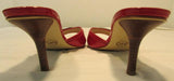 Michael Kors Red Open Toed Leather Slip on Kitten Heels