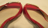 Michael Kors Red Open Toed Leather Slip on Kitten Heels