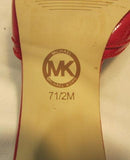 Michael Kors Red Open Toed Leather Slip on Kitten Heels