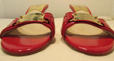 Michael Kors Red Open Toed Leather Slip on Kitten Heels