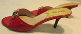 Michael Kors Red Open Toed Leather Slip on Kitten Heels