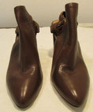 Corso Como Brown Leather Ankle Pointed Toe Heels