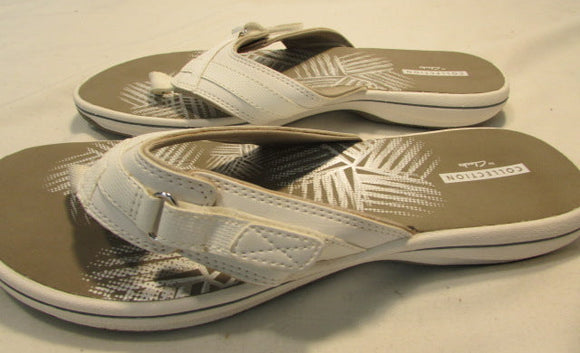 Clarks Cloudsteppers Breeze Sea White Flip Flops