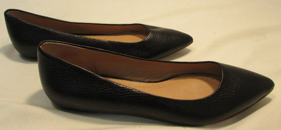 Brooks Brothers Pointed Toe Black Pebble Leather Ballet Flats