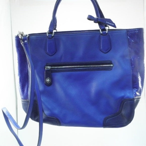 Coach Blue Poppy Patent Leather Wristlet Bag Purse | eBay